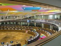 La sala grande dell'Europa Building, sede vertici Ue (ANSA)
