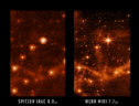 La Grande Nube di Magellano vista dai telescopi Spitzer e Webb (fonte: NASA/JPL-Caltech, NASA/ESA/CSA/STScI) (ANSA)