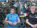 Gli astronauti europei Samantha Cristoforetti e Matthias Maurer durante il collegamento dalla Stazione Spaziale (fonte: ESA) (ANSA)