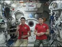 Da sinistra: l'astronauta della Nasa Jessica Watkins e Samantha Cristoforetti dell'Esa (fonte: NASA TV) (ANSA)