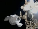 La navetta Dragon ahhanciata al modulo Harmony della Stazione Spaziale (fonte: NASA TV) (ANSA)