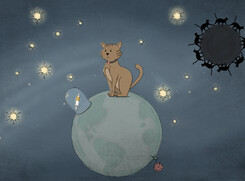 Il contraccettivo per gatte in un’illustrazione ispirata al Piccolo Principe (fonte: Lydia Pépin) (ANSA)