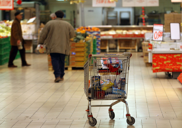 Il carrello della spesa in un supermercato in una foto d'archivio © ANSA