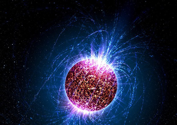 Rappresentazione artistica di una stella di neutroni (fonte: Nasa/Penn State University/Casey Reed) © Ansa