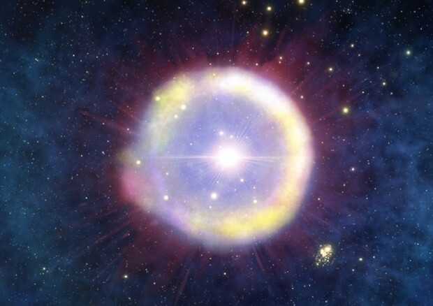 Un campo di stelle di prima generazione come sarebbero apparse 100 milioni di anni dopo il Big Bang (fonte: NOIRLab/NSF/AURA/J. da Silva/Spaceengine) © Ansa