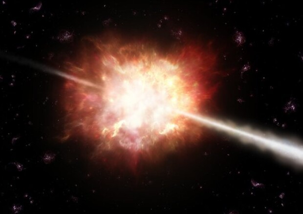 Rappresentazione artistica di un lampo di raggi gamma (Fonte: ESO/A. Roquette) © Ansa