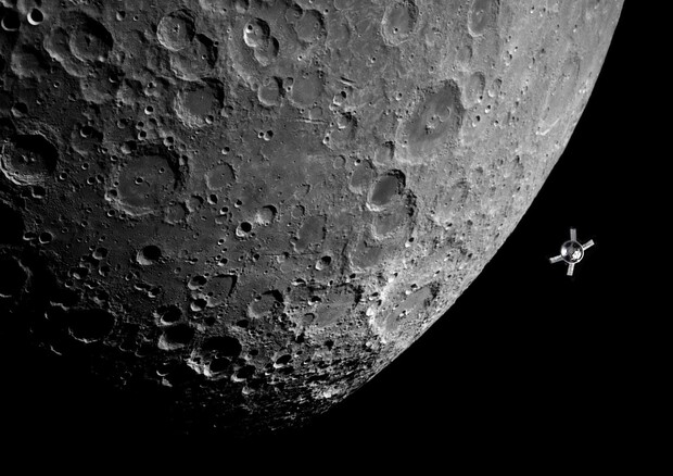 La capsula Orion vicino alla Luna (fonte: NASA TV) © Ansa