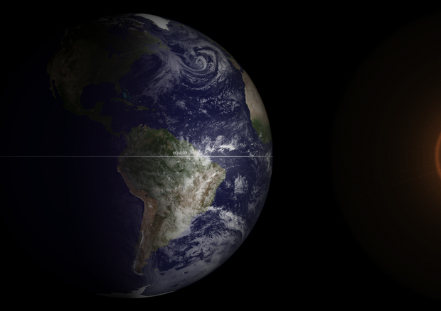 L'equinozio di primavera visto dal satellite Goce (fonte: NOAA) (ANSA)