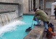 Blitz ambientalista a Torino, liquido nero nelle fontane di piazza Cln (ANSA)