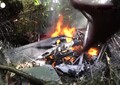 I resti dell' elicottero militare caduto nel nord-ovest della Colombia