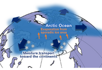 La maggiore quantità di acqua che evapora dall’Oceano Artico a causa del riscaldamento climatico finisce più a Sud, aumentando le nevicate su Europa e Asia settentrionali (Fonte: Tomonori Sato) (ANSA)