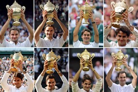 Roger Federer, gli 8 trofei vinti a Wimbledon (ANSA)
