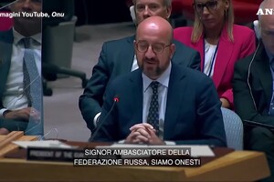 Michel parla all'Onu, l'ambasciatore russo lascia la sala (ANSA)