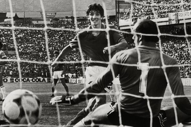 Un gol di Paolo Rossi nella partita Italia-Brasile