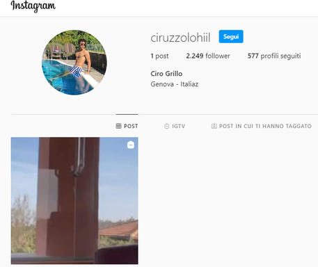 Il figlio di Beppe Grillo, Ciro, ha riaperto il profilo Instagram © ANSA