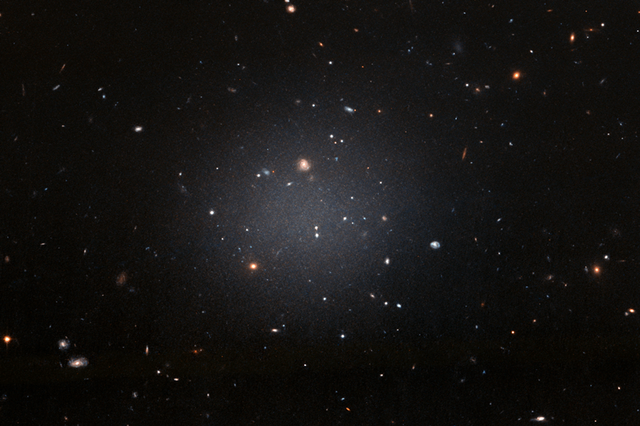 Galassie che sembrano prive di materia oscura, fotografate dal telescopio spaziale Hubble (fonte: NASA/ESA/P. van Dokkum, Yale Univ.)