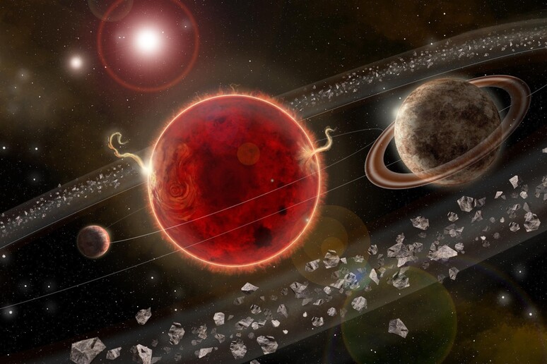 Rappresentazione artistica del sistema planetario di Proxima Centauri (fonte: Lorenzo Santinelli) - RIPRODUZIONE RISERVATA