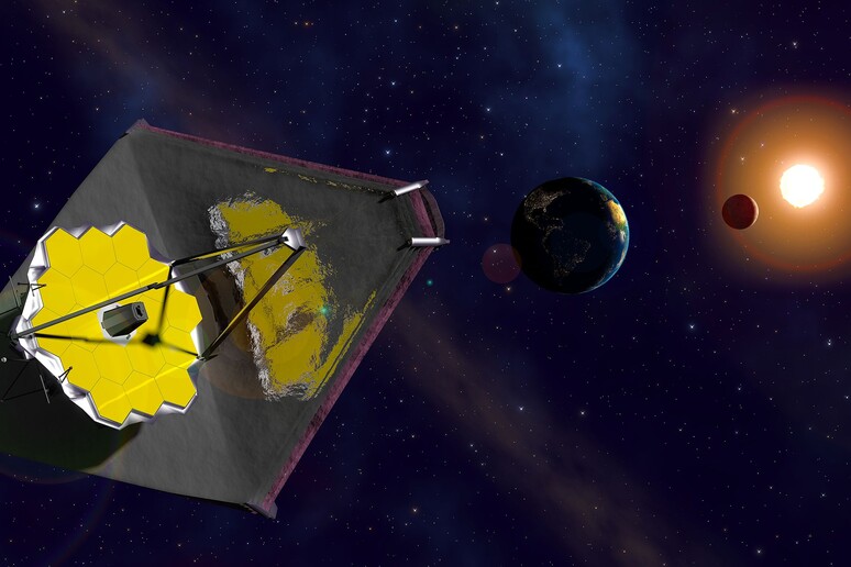 Rappresentazione artistica del telescopio spaziale James Webb (fonte: Kevin Gill,Nashua, NH, United States, da Wikipedia) - RIPRODUZIONE RISERVATA