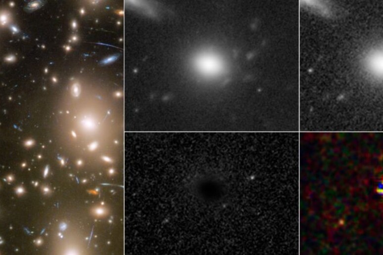 A sinistra l 'immagine dell 'ammasso di galassie Abell 370, dove compaiono immagini multiple della supernova. A destra, le immagini della supernova in momenti diversi (Fonte: NASA, ESA, STScI, Wenlei Chen (UMN), Patrick Kelly (UMN), Hubble Frontier Fields) - RIPRODUZIONE RISERVATA