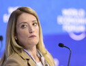 La presidente del Parlamento Ue, Roberta Metsola, al World Economic Forum di Davos (ANSA)