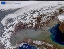 Record negative per la copertura nevosa sulle Alpi occidentali (fonte: Ue, Copernicus Sentinel-3) (ANSA)