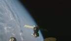 La Soyuz MS22 dopo il distacco dalla Stazione Spaziale (fonte: NASA TV) (ANSA)
