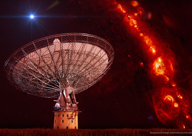 Rappresentazione artistica dei segnali rilevati per primo dal radiotelescopio australiano Parkes (fonte: Swinburne Astronomy Productions) © Ansa