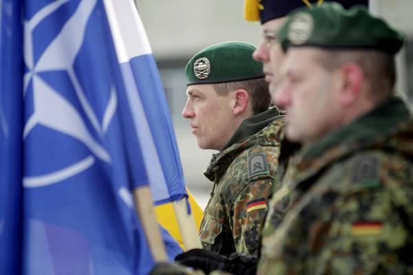 Welcoming ceremony for the first troops of the NATO enhanced Forward Presence (eFP) battalion group