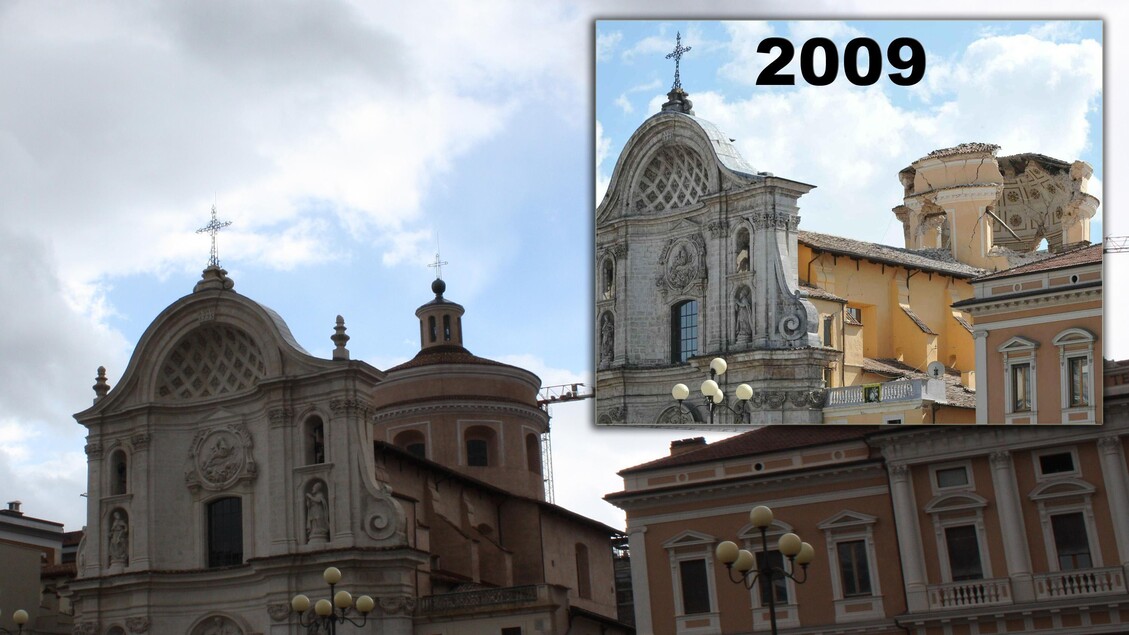 L'Aquila, la Chiesa delle Anime Sante: lavori in corso, la cupola restaurata (Credit photo Enrica Di Battista)