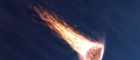 Rappresentazione artistica del rientro nell'atmosfera della capsula con i campioni dell'asteroide Bennu (fonte: NASA TV)