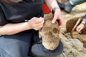 Archeologa al lavoro sul nuovo scavo (ANSA)