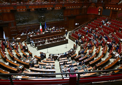 Una panoramica dell'aula della Camera durante la discussione del Dl Ucraina bis, 16 maggio 2022 (ANSA)