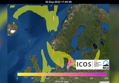 L'immagine mostra il livello di metano su Svezia e Norvegia che, dopo la fuga di gas dai gasdotti Nord Stream 1 e 2, a livelli record, i media parlano di 'grande nuvola'. (ANSA)
