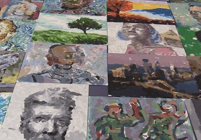 Alcuni dipinti realizzati dal braccio robotico Frida (fonte: Carnegie Mellon University)    (ANSA)