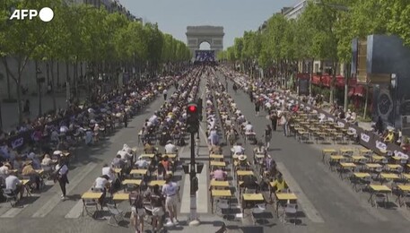 Champs-e'lyse'es trasformati in aula all'aperto per un dettato da record (ANSA)