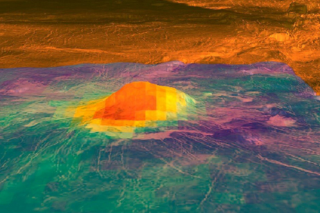 Immagine radar del vulcano di Venere Idunn Mons presa dalla sonda Magellano (fonte: ESA/NASA/JPL)