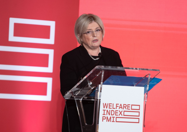 Marina Elvira Calderone, Ministro del Lavoro e delle Politiche Sociali durante l'evento Welfare Index PMI 2022 © Ansa