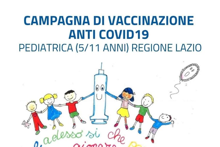 Il logo della campagna di vaccinazione pediatrica anti-covid19 nel Lazio disegnato da due bambini dell 'ospedale pediatrico Bambino Gesù - RIPRODUZIONE RISERVATA