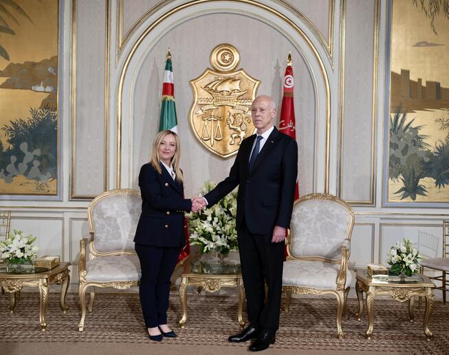 Meloni a colloquio con il presidente tunisino Saied - RIPRODUZIONE RISERVATA